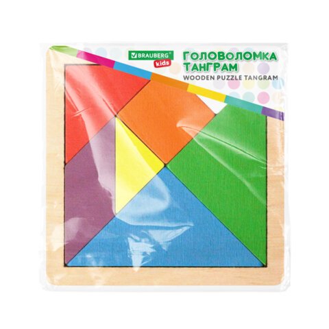 Головоломка развивающая деревянная «Танграм»14×14 см. BRAUBERG KIDS665261