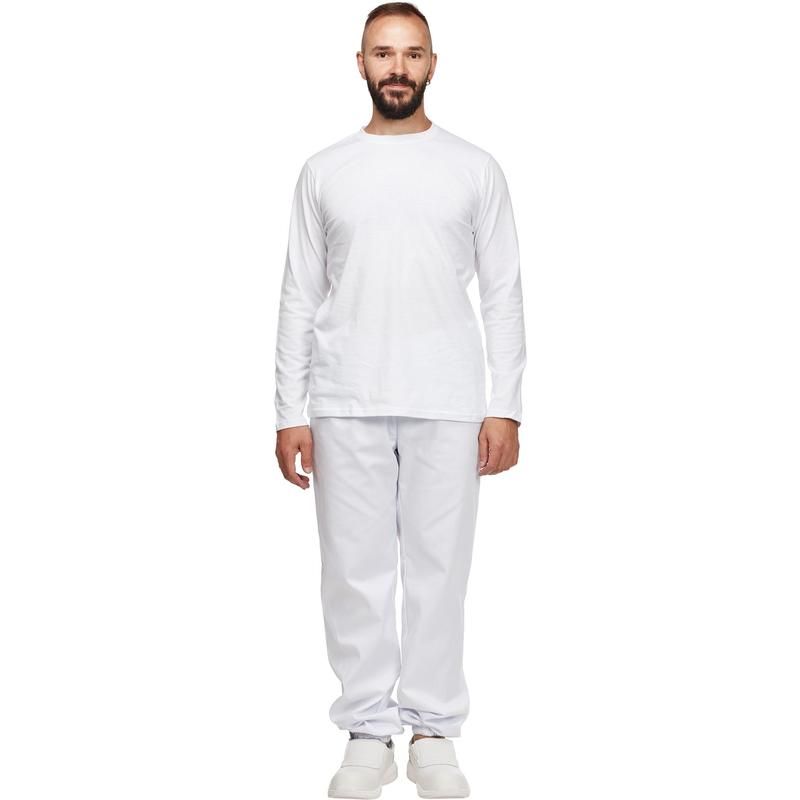 превью Футболка белая длинный рукав 100% хлопок M (44-46)