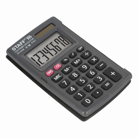 Калькулятор STAFF карманный STF-6248, 8 разрядов, двойное питание, 104х63мм