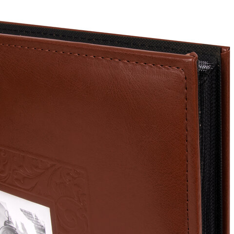 Фотоальбом BRAUBERG «Smooth brown» на 500 фото 10×15 смпод гладкую кожукоричневый391177