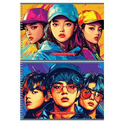 Альбом для рисования 24л., А4, на гребне BG «K-pop»