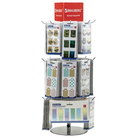 Стойка-вертушка настольная BRAUBERG68×28 см20 крючков3 вращающихся ряда505911