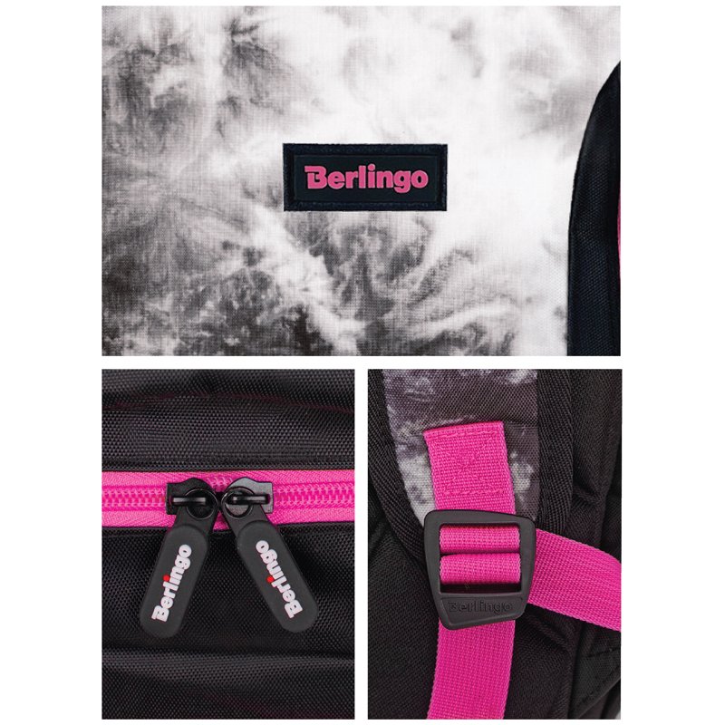 Рюкзак Berlingo Boom «Black-pink style» 38.5×29×12см, 2 отделения, 3 кармана, анатомическая ЭВА спинка