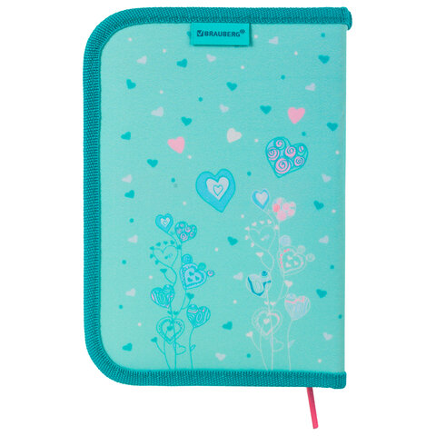 Пенал без наполнения BRAUBERG, 1 отделение, 1 откидная планка, ткань, 20×14 см, «Girl», 229283