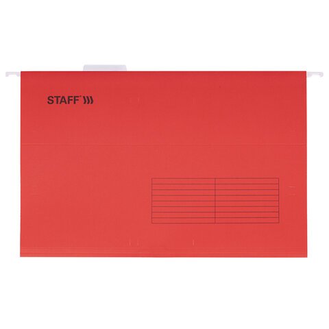 Подвесные папки A4/Foolscap (404×240 мм) до 80 л., КОМПЛЕКТ 10 шт., красные, картон, STAFF