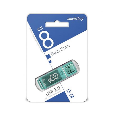 Флеш-память SmartBuy Glossy series 8Gb USB 2.0 зеленая