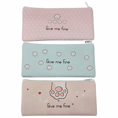 Пенал-конверт ПИФАГОР, 1 отделение, ПВХ, ассорти Pawesome, 22×10 см
