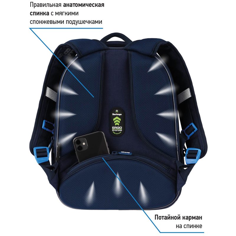 Ранец Berlingo Expert Mini «Cardinal» 36×27×14см, 2 отделения, 2 кармана, анатомическая спинка, мешок для обуви
