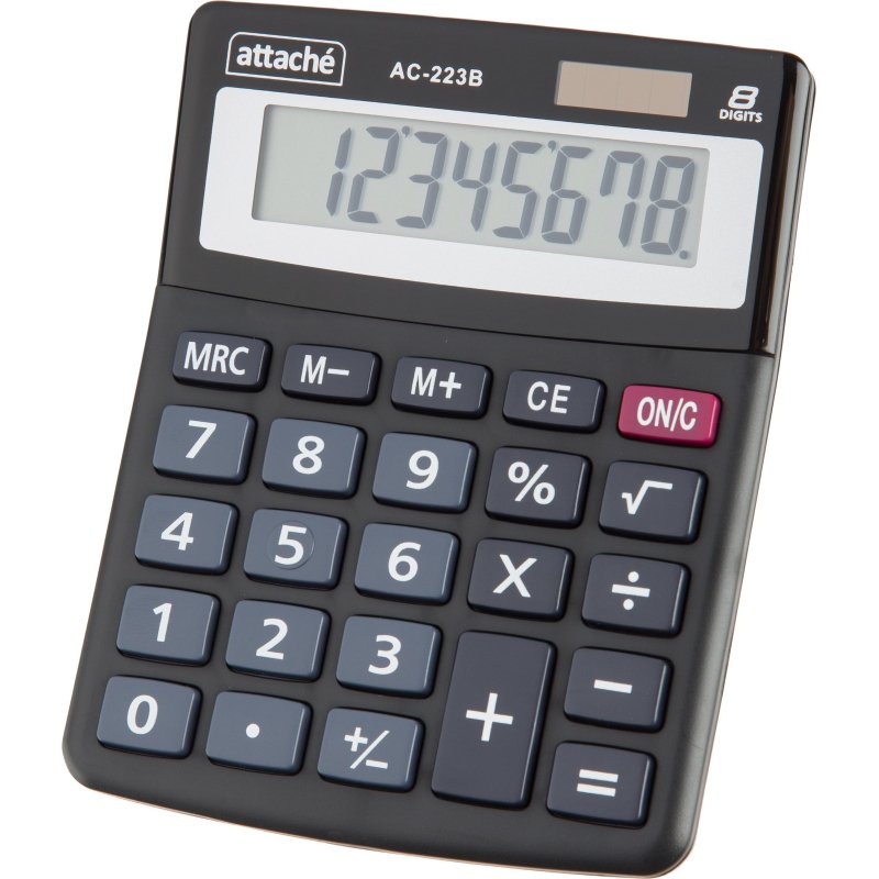 Калькулятор настольный КОМП Attache, AС-223B,8р, дв. пит, черн,134×107x34