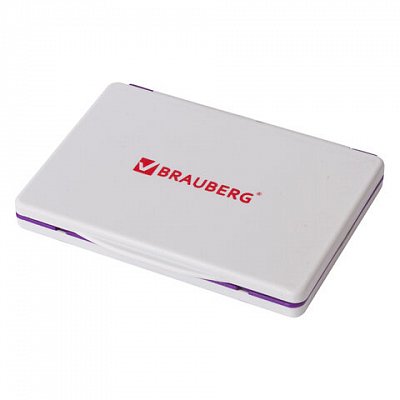 Штемпельная подушка BRAUBERG, 100×80 мм (рабочая поверхность 90×50 мм), фиолетовая краска