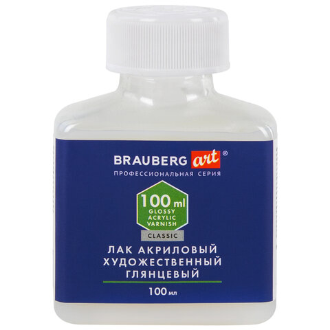 Лак акриловый глянцевый художественный, в бутылке, 100 мл, BRAUBERG ART CLASSIC