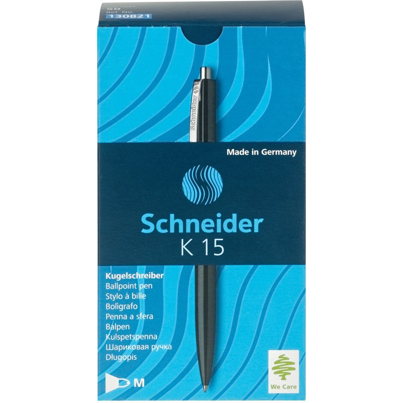 Ручка шариковая автоматическая Schneider «K15» синяя, корпус черный, 1.0мм