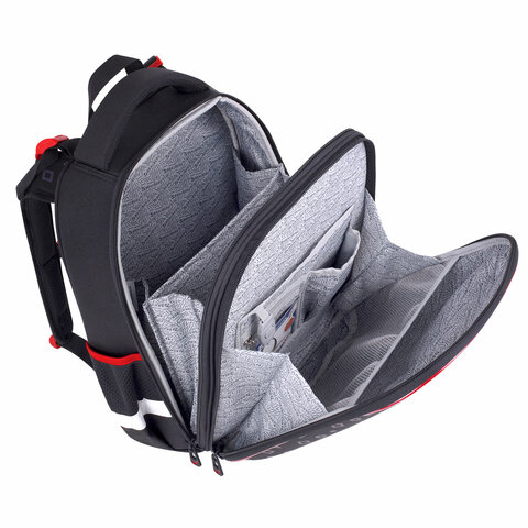 Ранец BRAUBERG LUMINOUS, 2 отделения, с брелоком, «Danger», СВЕТЯЩИЙСЯ РИСУНОК, 38×29х16 см