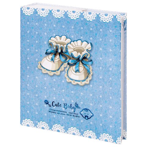 Фотоальбом BRAUBERG «Baby shoes» на 200 фото 10×15 смтвердая обложкатермосклейкаголубой39114