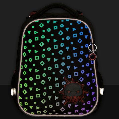 Ранец BRAUBERG LUMINOUS, 2 отделения, с брелоком, «Danger», СВЕТЯЩИЙСЯ РИСУНОК, 38×29х16 см