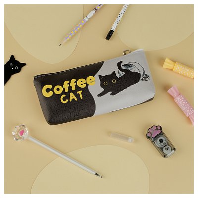 Пенал мягкий 200×85×30 MESHU «Coffee cat», искусственная кожа