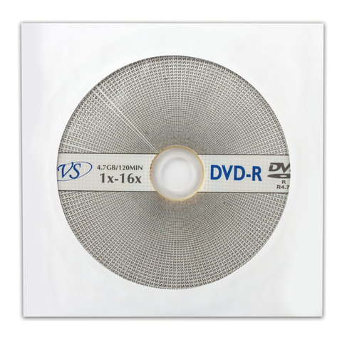 Диск DVD-R VS, 4.7 Gb, 16x, бумажный конверт