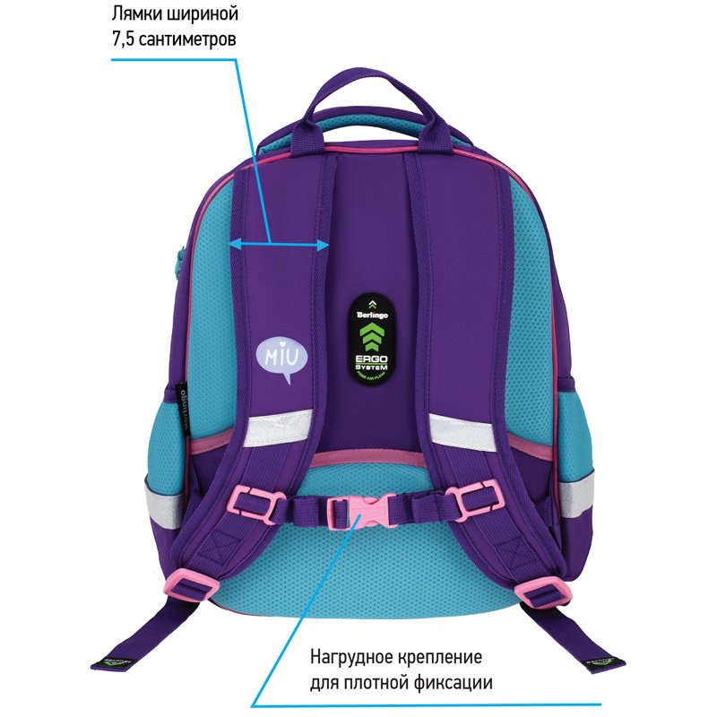 Рюкзак Berlingo Kids «Positive» 36×27×12см, 1 отделение, 2 кармана, эргономичная спинка, LED кант