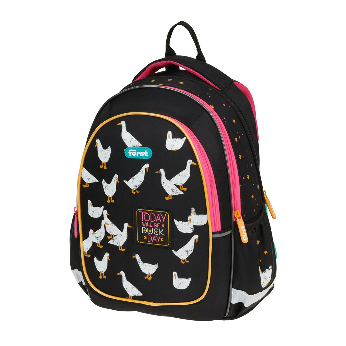 превью Рюкзак Först F-Cute «Duck day» 37×29×17 см, 3 отделения, 2 кармана, эргономичная спинка