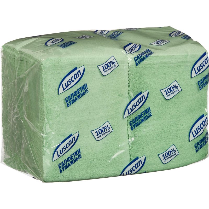 превью Салфетки бумажные Luscan Profi Pack 1-слойные (24×24 см, пастель, салатовые, 400 штук в упаковке)