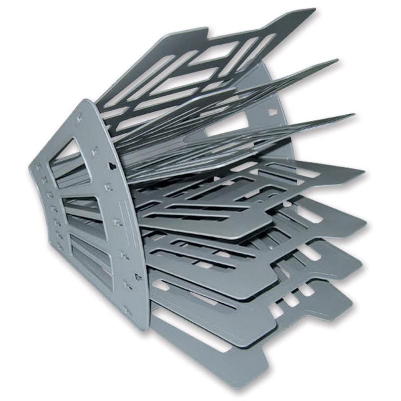 превью Лоток для бумаг вертикальный/горизонтальный веерный универсальный 6 отделений серый