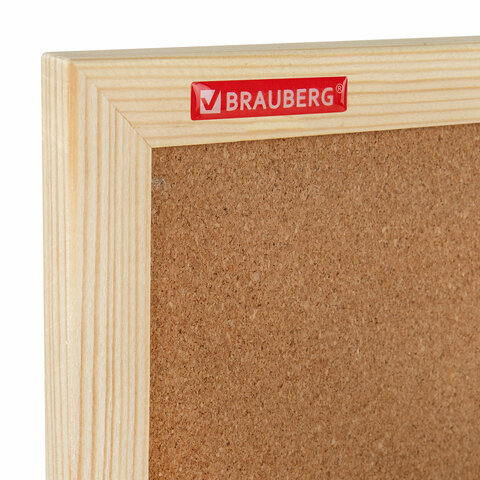 Доска пробковая для объявлений 45×60 см, деревянная рамка, BRAUBERG Wood