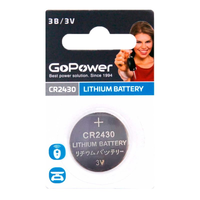 превью Батарейка GoPower CR2430 1шт Lithium 3V (1/40/2000)