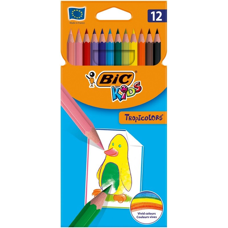 Карандаши цветные Bic Tropicolors. 12 цветов. 