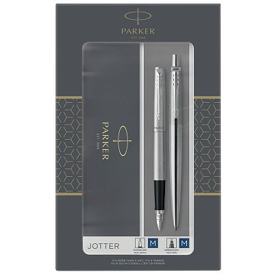 Набор Parker «Jotter Stainless Steel СT»: ручка шариковая, 1.0мм и ручка перьевая, 1.0мм, подар. уп. 