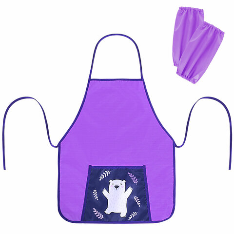 превью Накидка фартук с нарукавниками для труда ПИФАГОР, 1 карман, 46×54 см, «Happy bear»