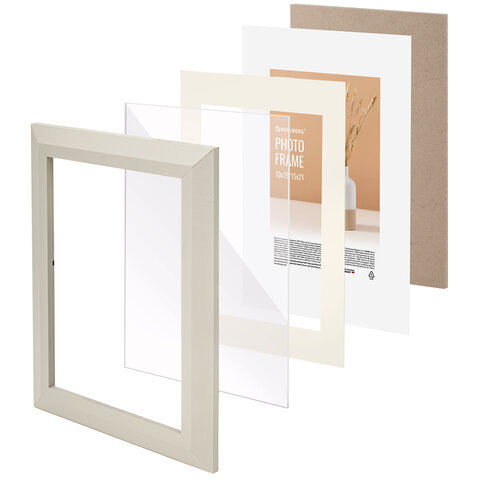 Рамка 15×21 см с паспарту 10×15 см небьющаяся, аналог IKEA, багет 26 мм, МДФ, BRAUBERG «Zool», серая