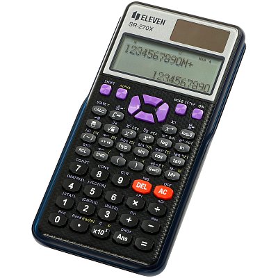 Калькулятор научный Eleven SR-270X, матричный дисплей, 417 функций, двойное питание, 81×165×16 мм, черный