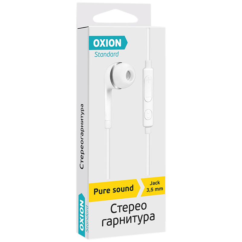 превью Наушники-вкладыши с микрофоном Oxion Standard «HS230WH», 1м, белый