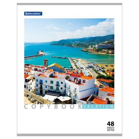 Тетрадь 48 л. BRAUBERG, клетка, обложка мелованный картон, «Vacation» («Каникулы»), 5 видов