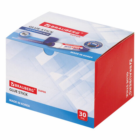 Клей-карандаш BRAUBERG SUPER, 8 г, обесцвечивающийся после высыхания, ЮЖНАЯ КОРЕЯ
