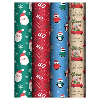 Упаковочная бумага глянц. 70×100см, MESHU «Marry Christmas», 80 г/м2, ассорти, 4 дизайна