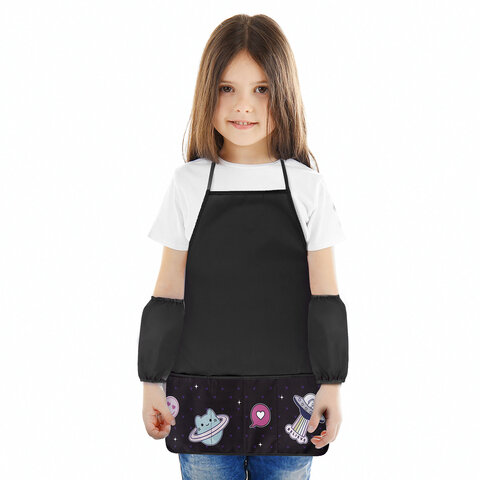 Накидка фартук с нарукавниками для труда BRAUBERG, 3 кармана, 46×54 см, «Space sweets»