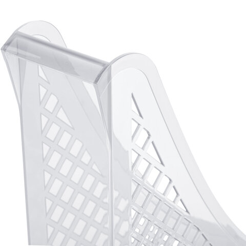 Лоток вертикальный для бумаг BRAUBERG ECO, 240×80х290 мм, сетчатый, прозрачный
