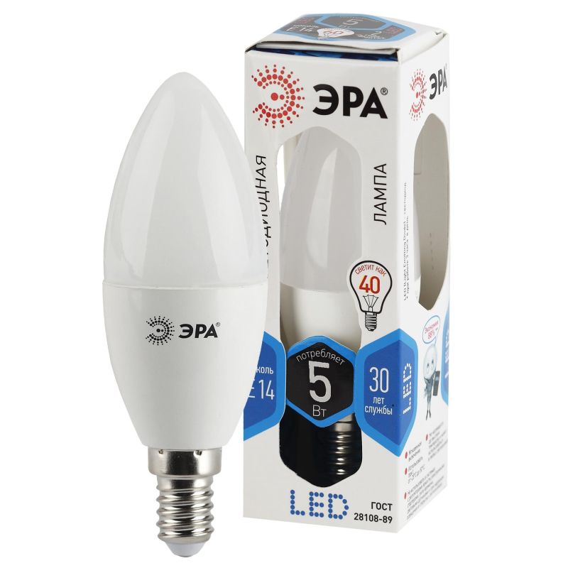 Лампа светодиодная ЭРА STD LED B35-5W-840-E14 E14 / Е14 5 Вт нейтрал. свет