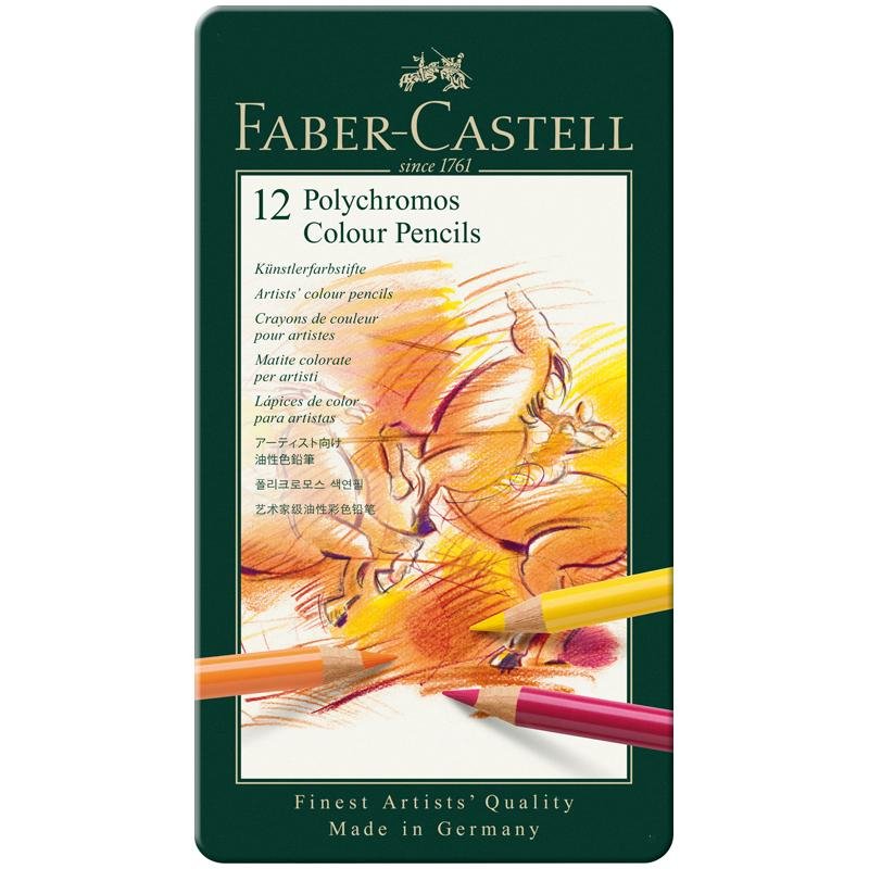 превью Карандаши цветные Faber-Castell Polychromos 12 цветов в металлической упаковке