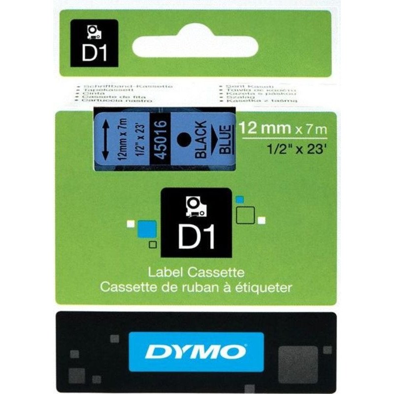 Картридж для этикет-принтеров DYMO LM150, LP350, PC II (12 мм x 7м, голубая лента/чёрный шрифт)
