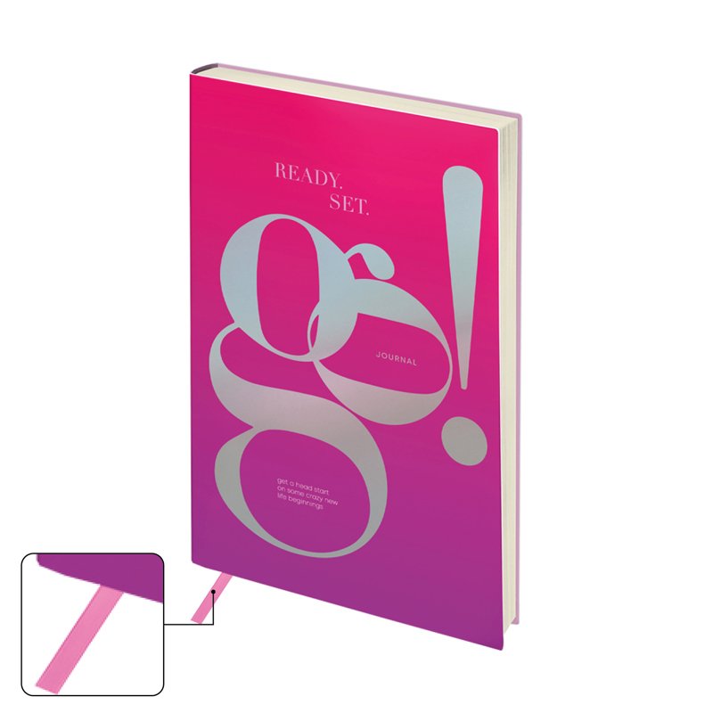 Ежедневник недатированный А5, 136л., кожзам, Greenwich Line «Gradient. Ready. Set. Go», тон. блок