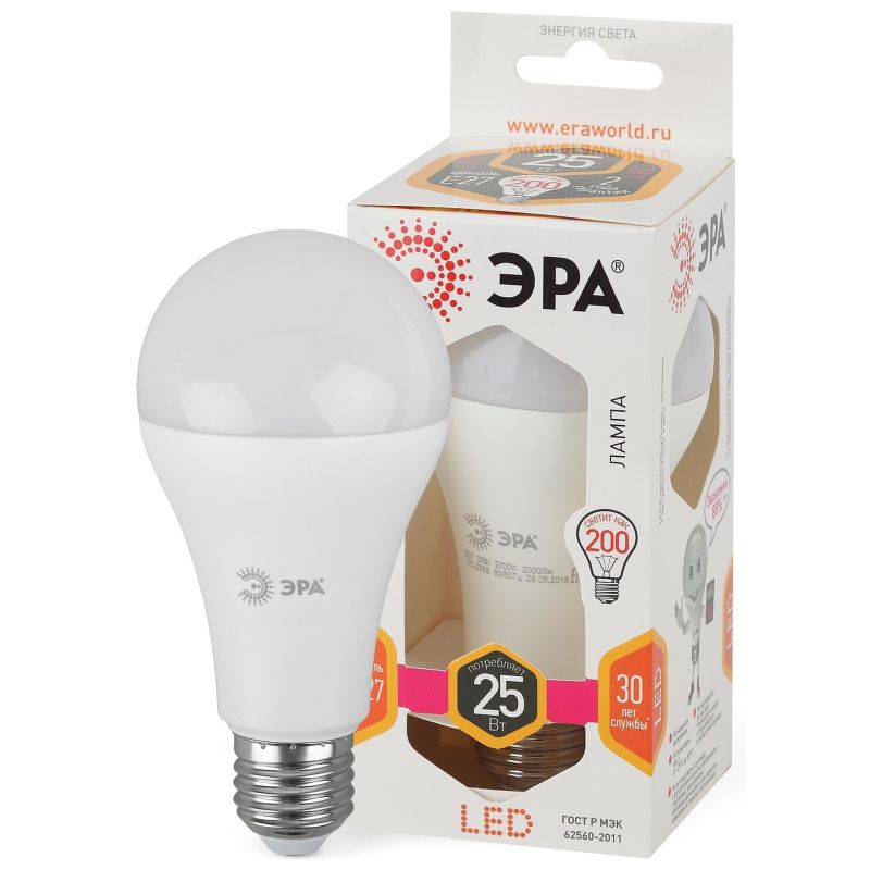 Лампа светодиодная ЭРА STD LED A65-25W-827-E27 E27 / Е27 25Вт теплый свет