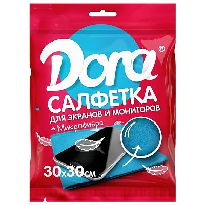 Салфетка хозяйственная Dora микрофибра 30×30 см синяя