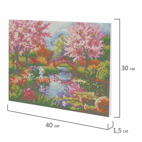 Картина стразами (алмазная мозаика) 30×40 см, ОСТРОВ СОКРОВИЩ «Японский сад», на подрамнике