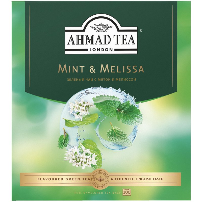 превью Чай Ahmad Tea Мята-Мелиса, зеленый, пакетики в конвертах, 100×1.8г/уп