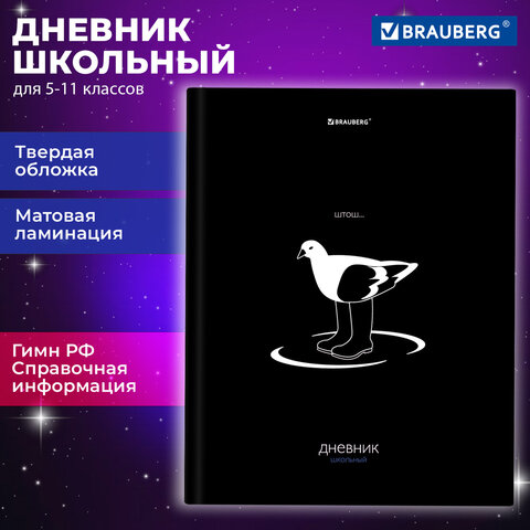 Дневник 5-11 класс 48 л., твердый, BRAUBERG, матовая ламинация, с подсказом, «Штош»