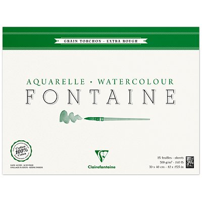 Альбом для акварели 25л., 30×40, на склейке Clairefontaine «Fontaine Grain torchon», 300г/м2, холод. пресс, крупное зерно