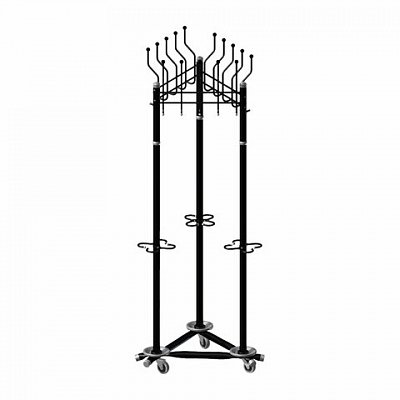 Вешалка на колесах на 15 крючков с держателем для зонтов «Гардикс-3К»металлчерная