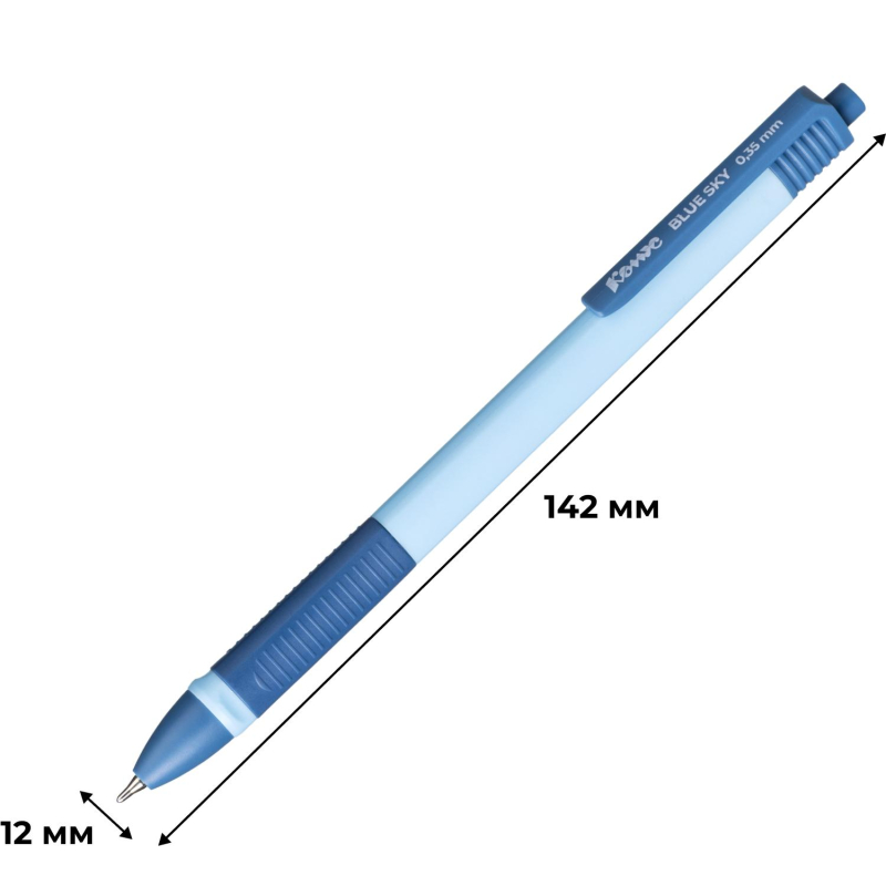 Ручка шариковая автомат. Комус Blue Sky, д. ш. 0.5 мм, гол. корп, манж, синяя